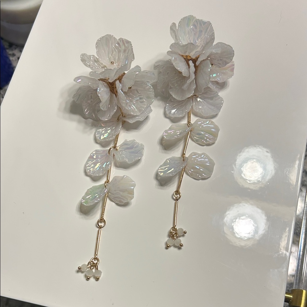 Iridescent Floral Drop Earrings